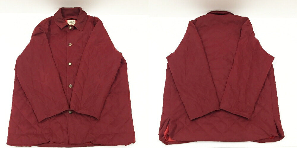 HERMES Bordeaux Quilted Jacket Size 52