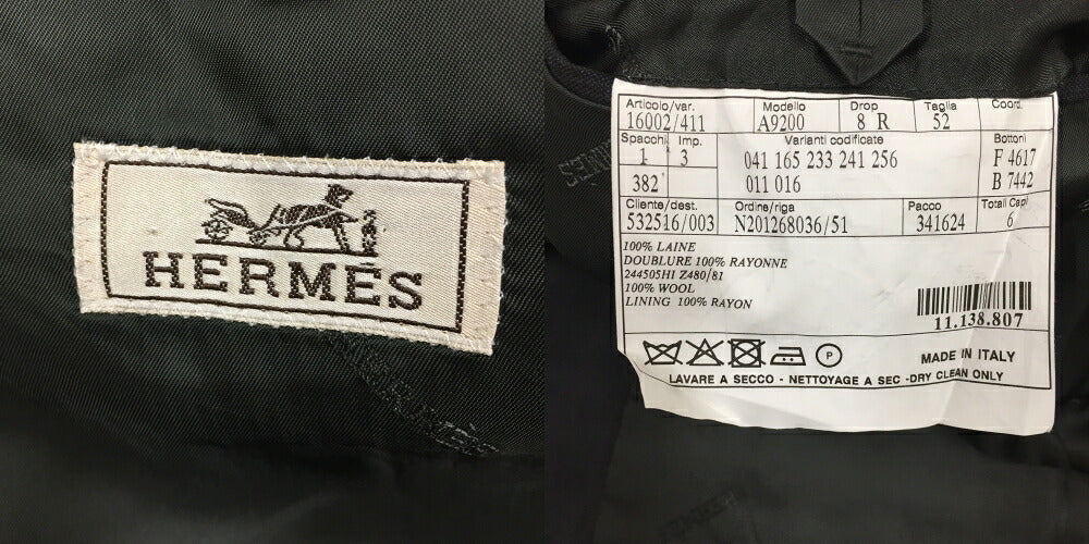 HERMES Charcoal Grey Tailored Blazer Size 52