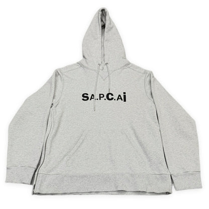 A.P.C x sacai 21SS Side Zip Logo Print Hoodie Gray Size M