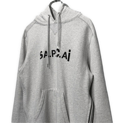 A.P.C x sacai 21SS Side Zip Logo Print Hoodie Gray Size M