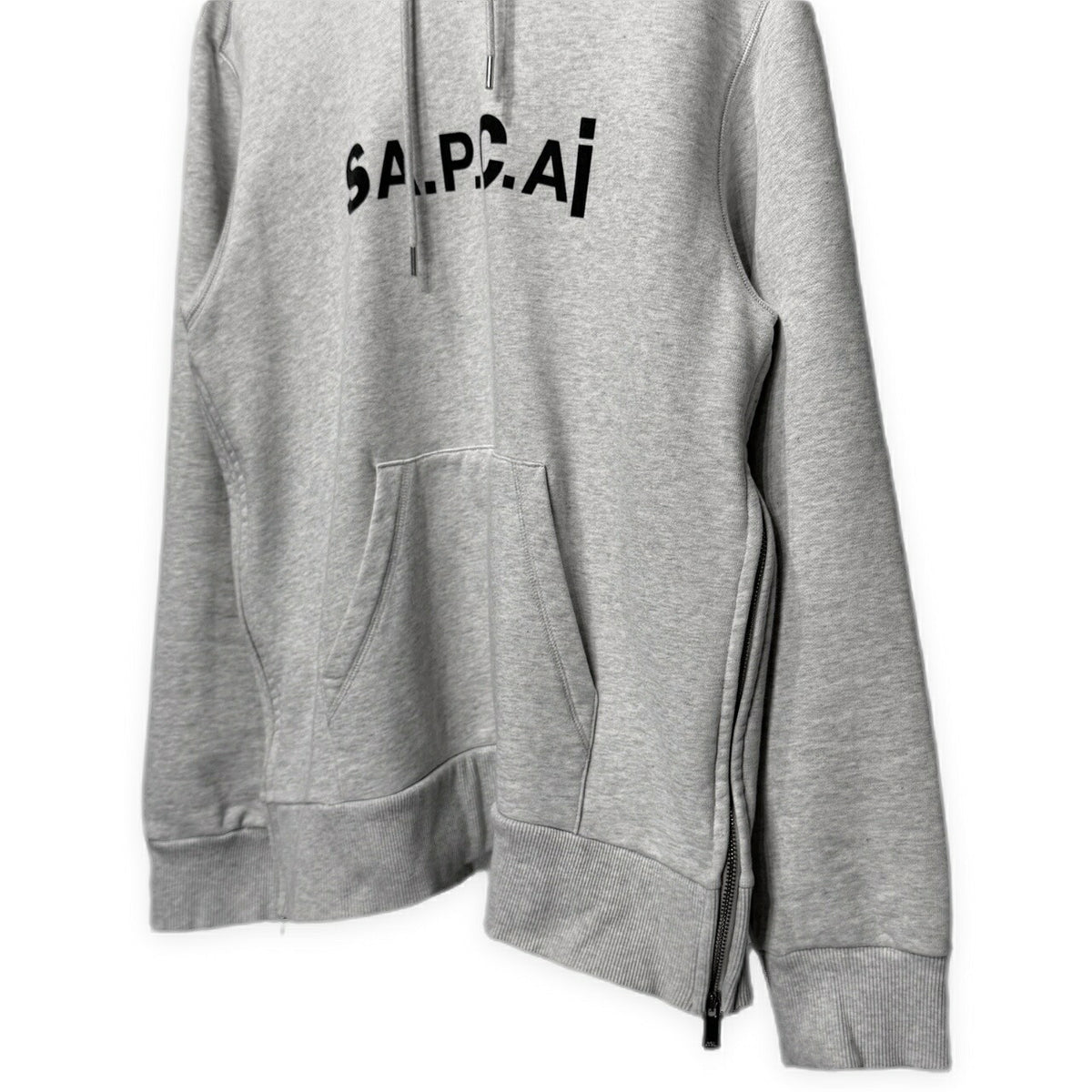 A.P.C x sacai 21SS Side Zip Logo Print Hoodie Gray Size M