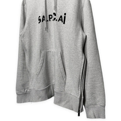 A.P.C x sacai 21SS Side Zip Logo Print Hoodie Gray Size M