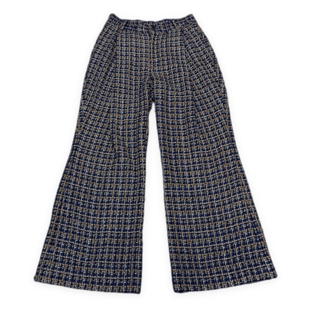 SUBLATIONS Glittery Tweed Flare Easy Trousers Blue Size 2