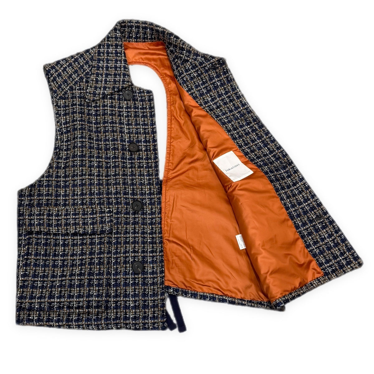 SUBLATIONS GLITTERY TWEED HELI-CREW VEST Blue