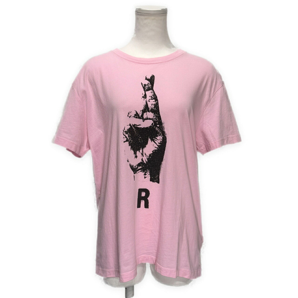 RAF SIMONS 23SS Oversized Hand Sign T-Shirt Pink Size S