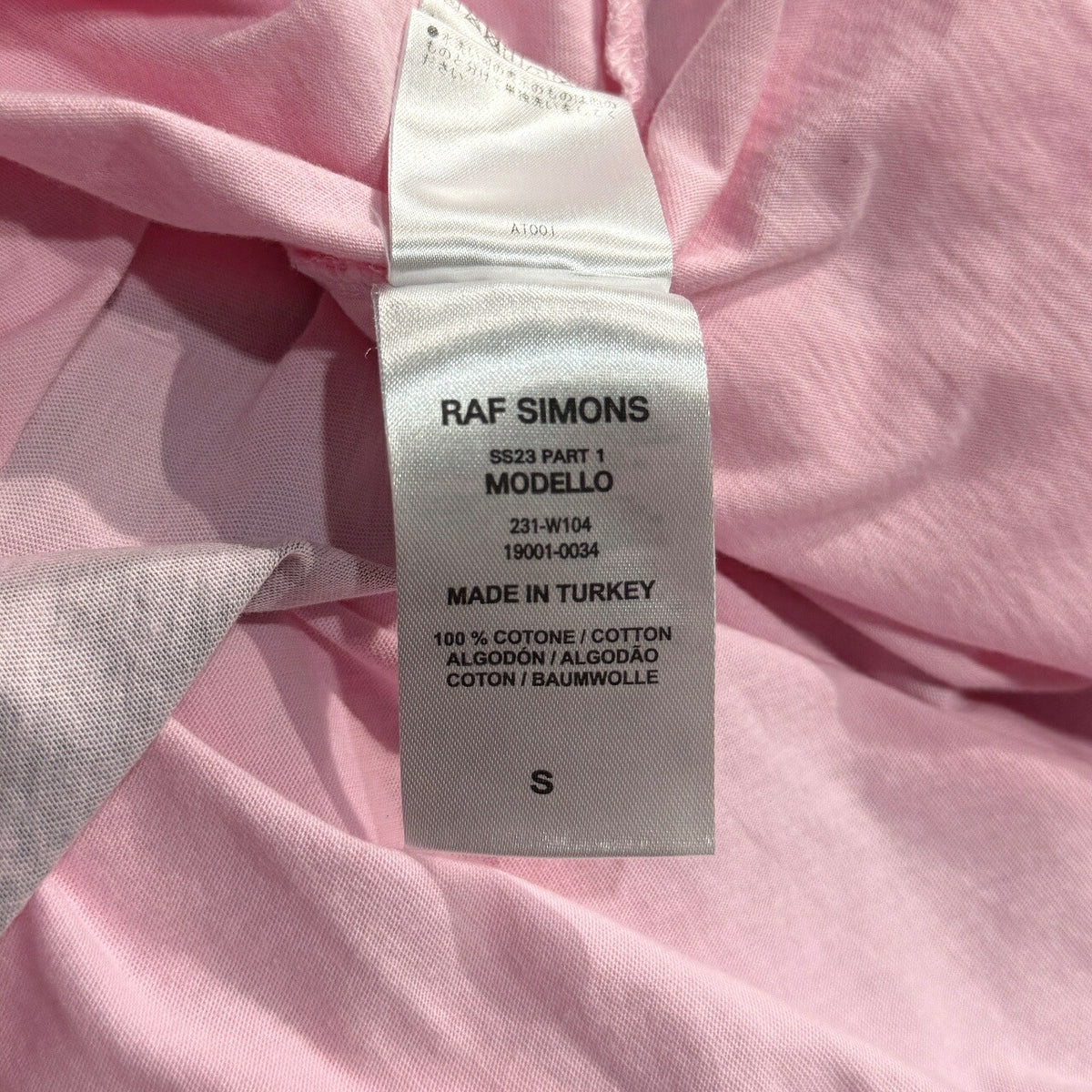 RAF SIMONS 23SS Oversized Hand Sign T-Shirt Pink Size S