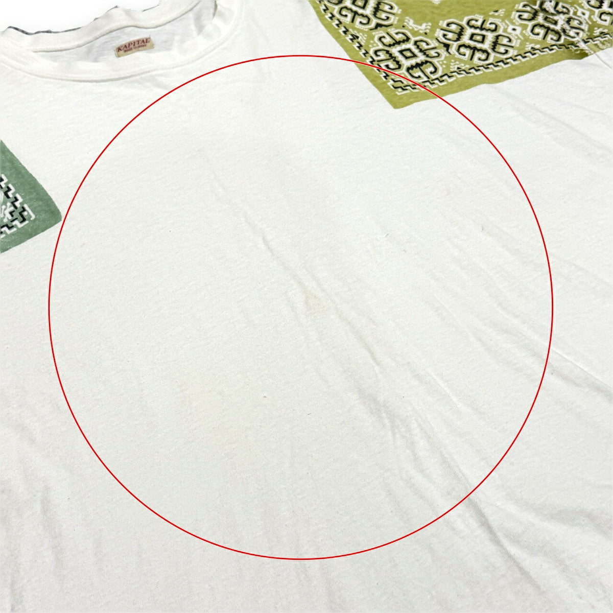 KAPITAL Bandana HUGE-T Cotton T-Shirt White Size 3