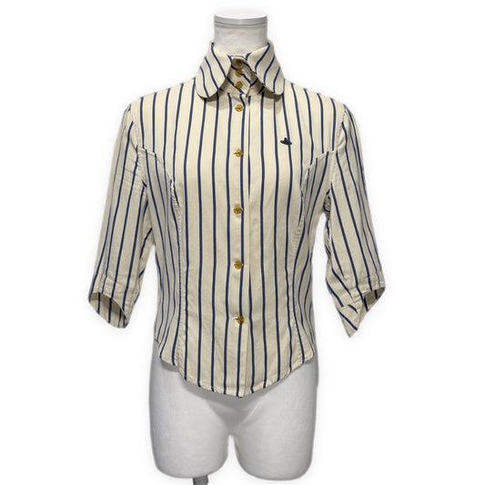Vivienne Westwood GOLD LABEL Orb Stripe Blouse White Size 12