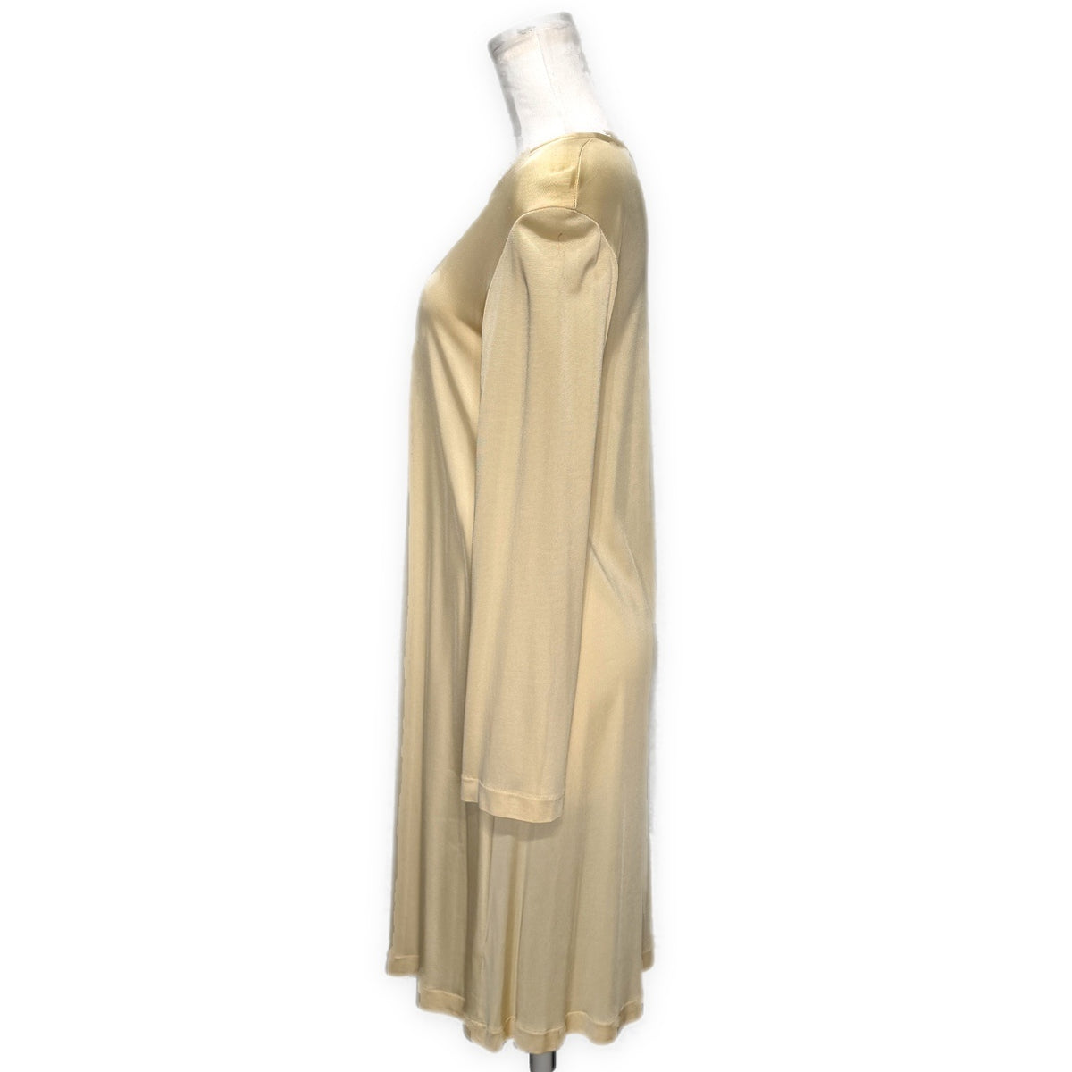 JPG PARIS Flare Sleeve Logo Print Rayon Dress Beige Size S