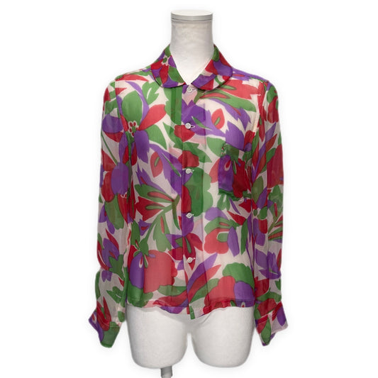 COMME des GARCONS 01SS Silk Sheer Floral Blouse Multi Size S