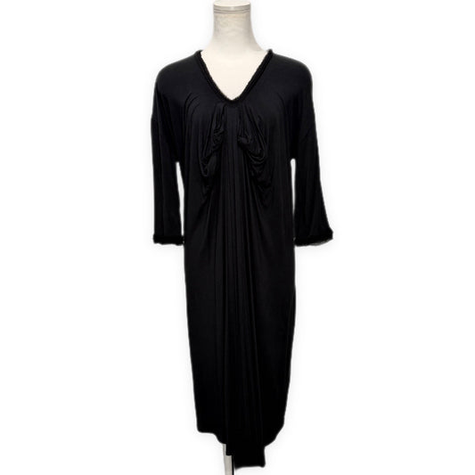 LANVIN 08AW Viscose Silk Gathered Drape Dress Black Size S