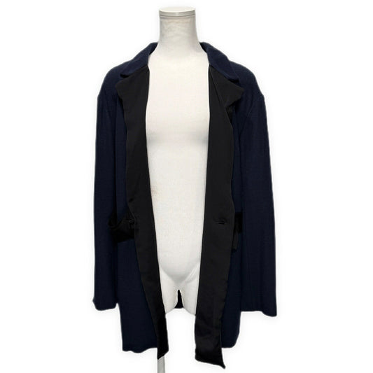LANVIN Wool Blend Waist Ribbon Jacket Navy Size 34