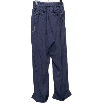 DASHIEL BRAHMANN Sashiko Embroidery Linen Pants Blue Size S