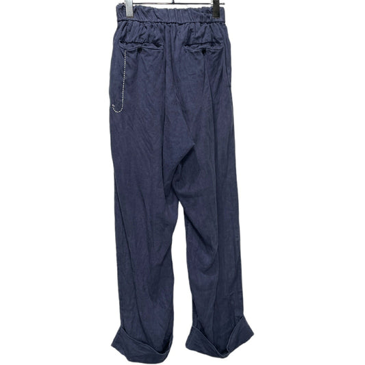 DASHIEL BRAHMANN Sashiko Embroidery Linen Pants Blue Size S