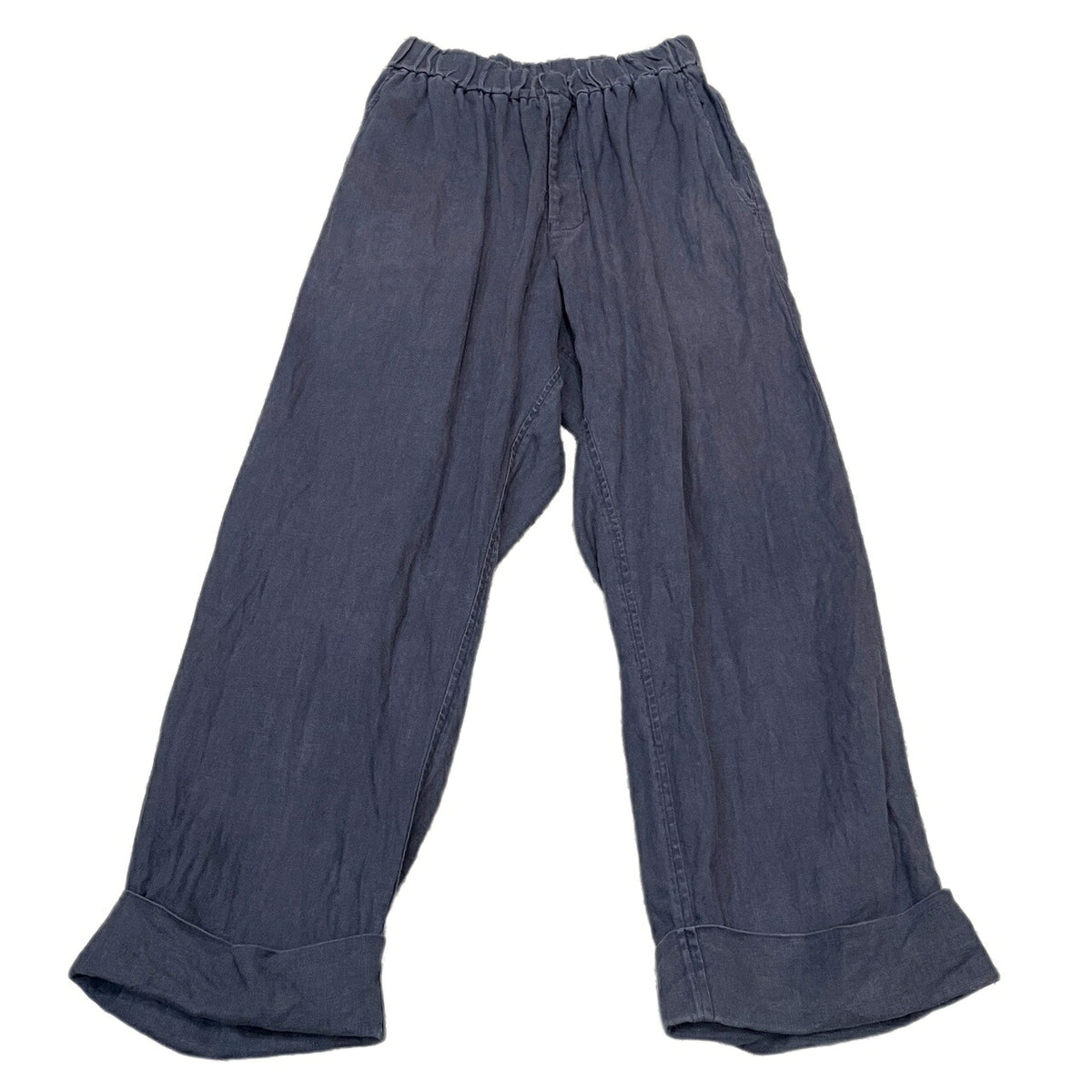 DASHIEL BRAHMANN Sashiko Embroidery Linen Pants Blue Size S