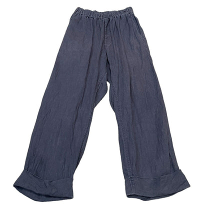 DASHIEL BRAHMANN Sashiko Embroidery Linen Pants Blue Size S