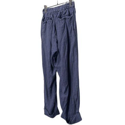 DASHIEL BRAHMANN Sashiko Embroidery Linen Pants Blue Size S