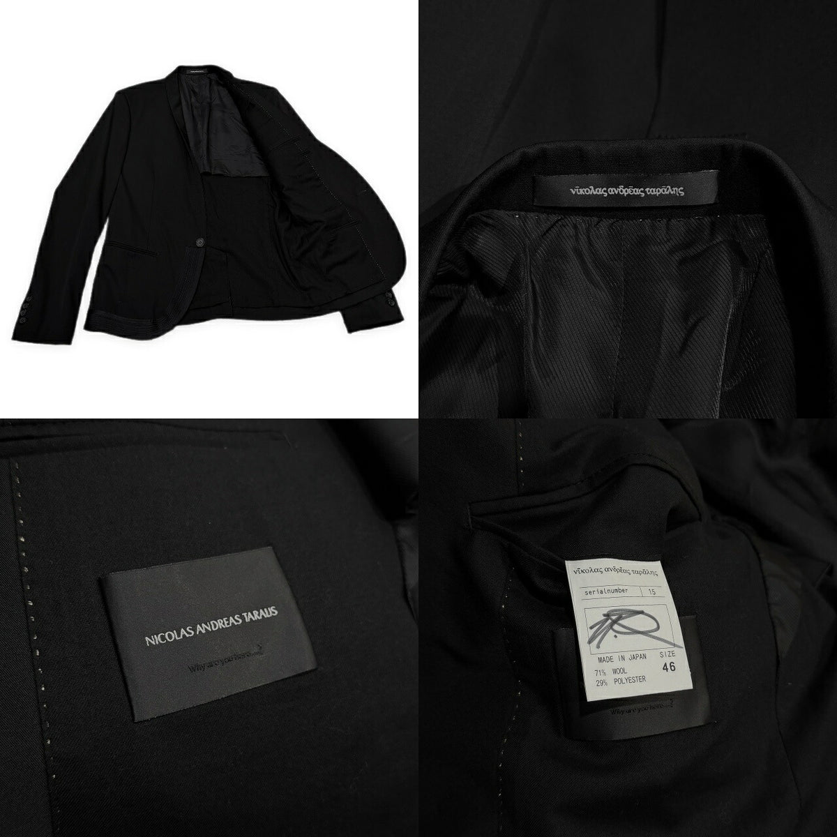 Nicolas Andreas Taralis Why are you Blazer Black Size 46