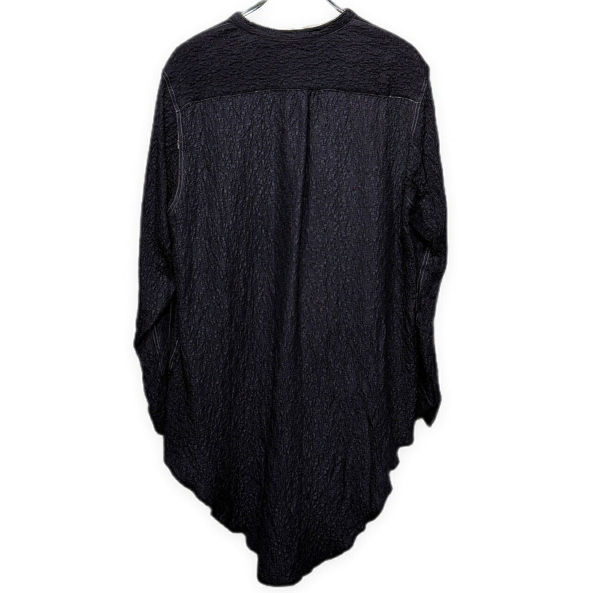 OAR Silk Rayon Band Collar Pullover Shirt Navy