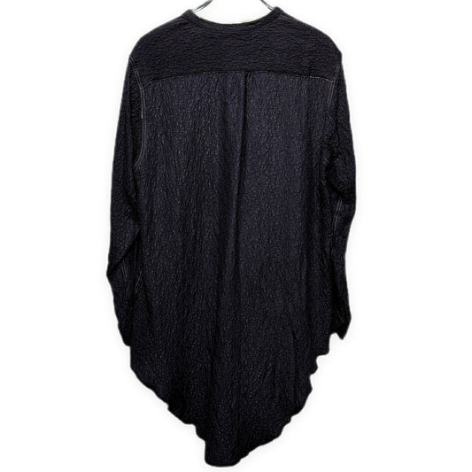 OAR Silk Rayon Band Collar Pullover Shirt Navy