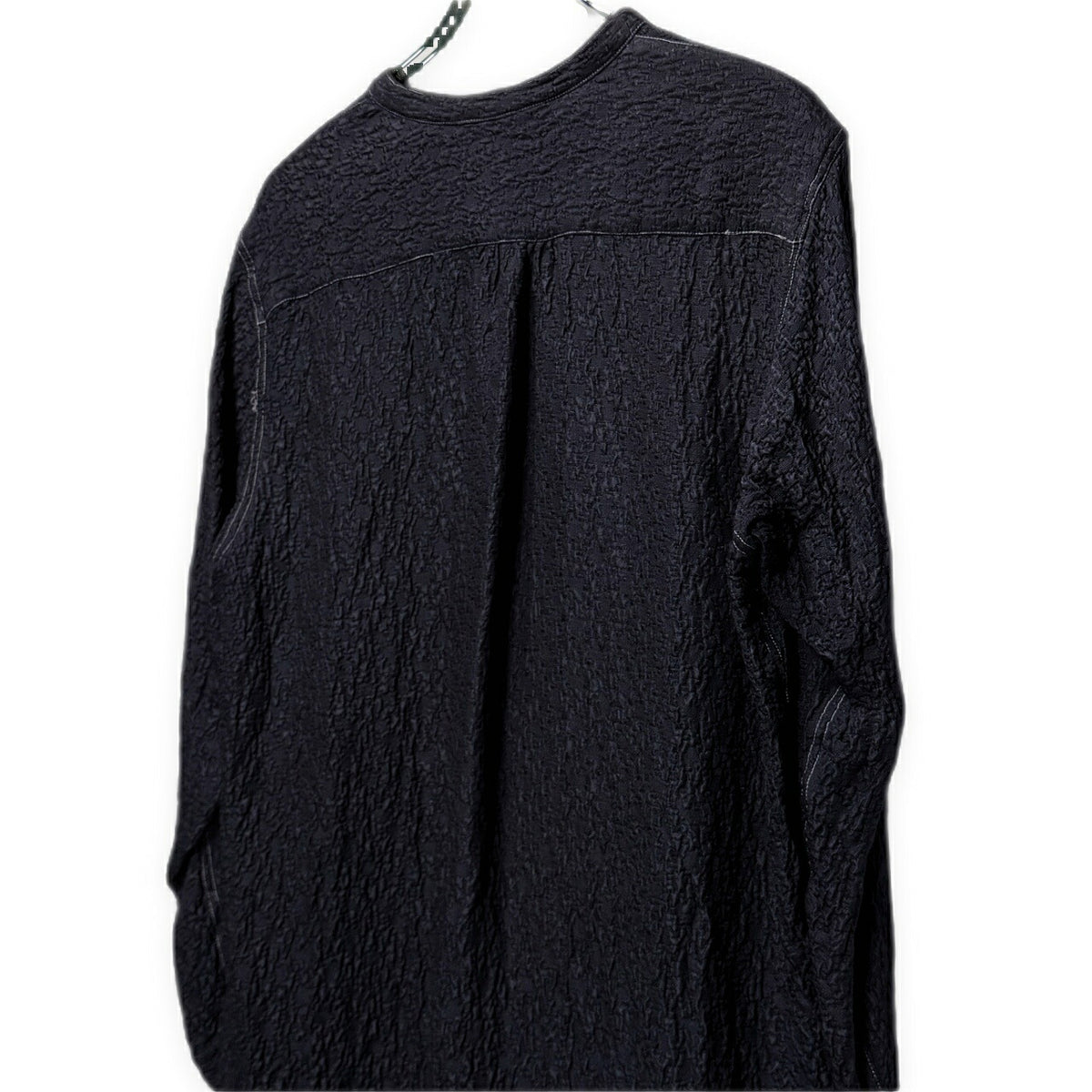 OAR Silk Rayon Band Collar Pullover Shirt Navy