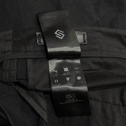 SOSNOVSKA Linen Cotton Sarouel Wide Pants Black