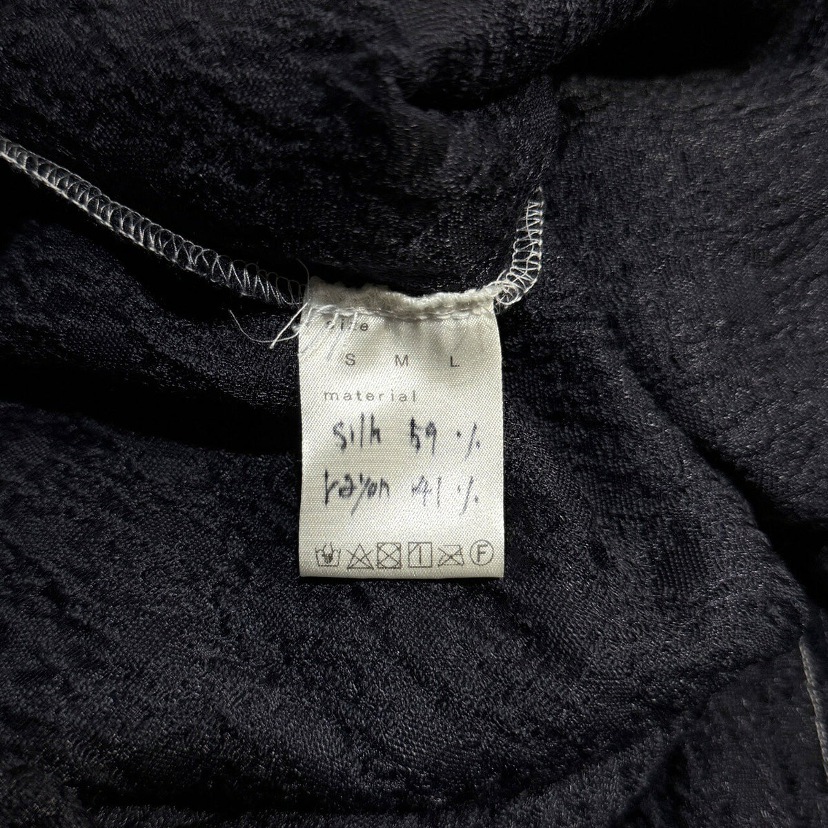 OAR Silk Rayon Band Collar Pullover Shirt Navy
