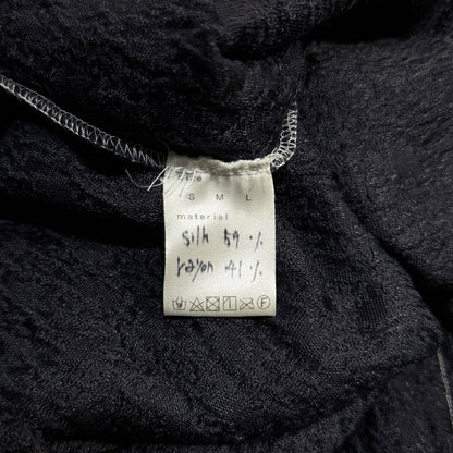 OAR Silk Rayon Band Collar Pullover Shirt Navy