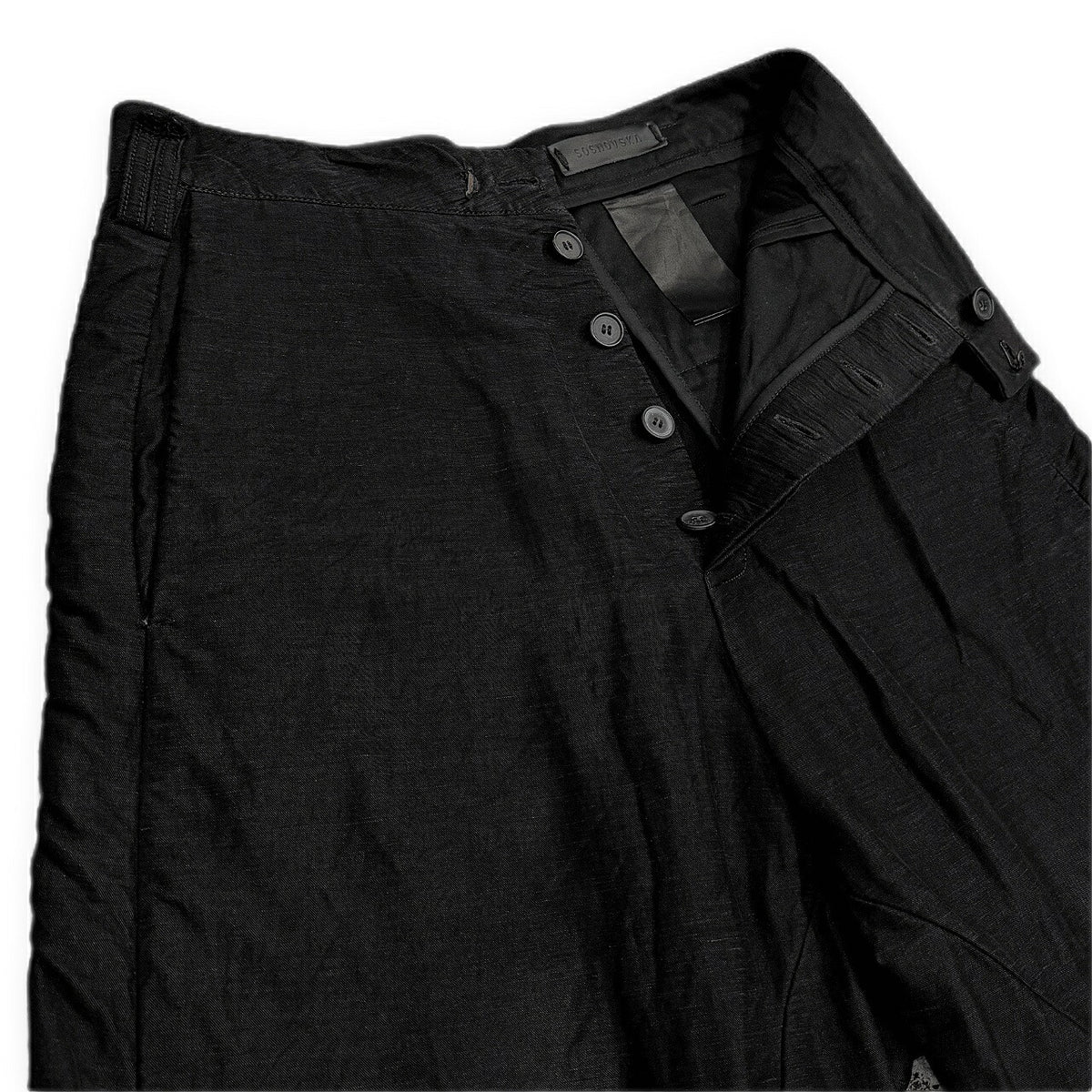 SOSNOVSKA Linen Cotton Sarouel Wide Pants Black