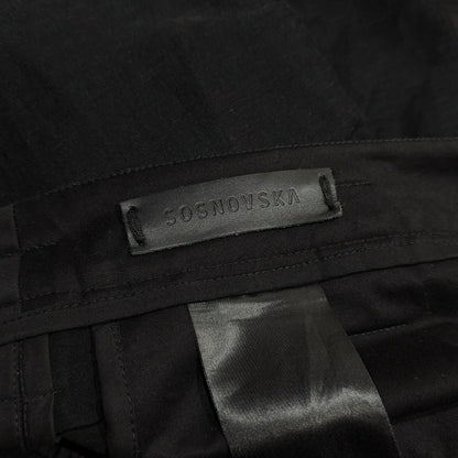 SOSNOVSKA Linen Cotton Sarouel Wide Pants Black