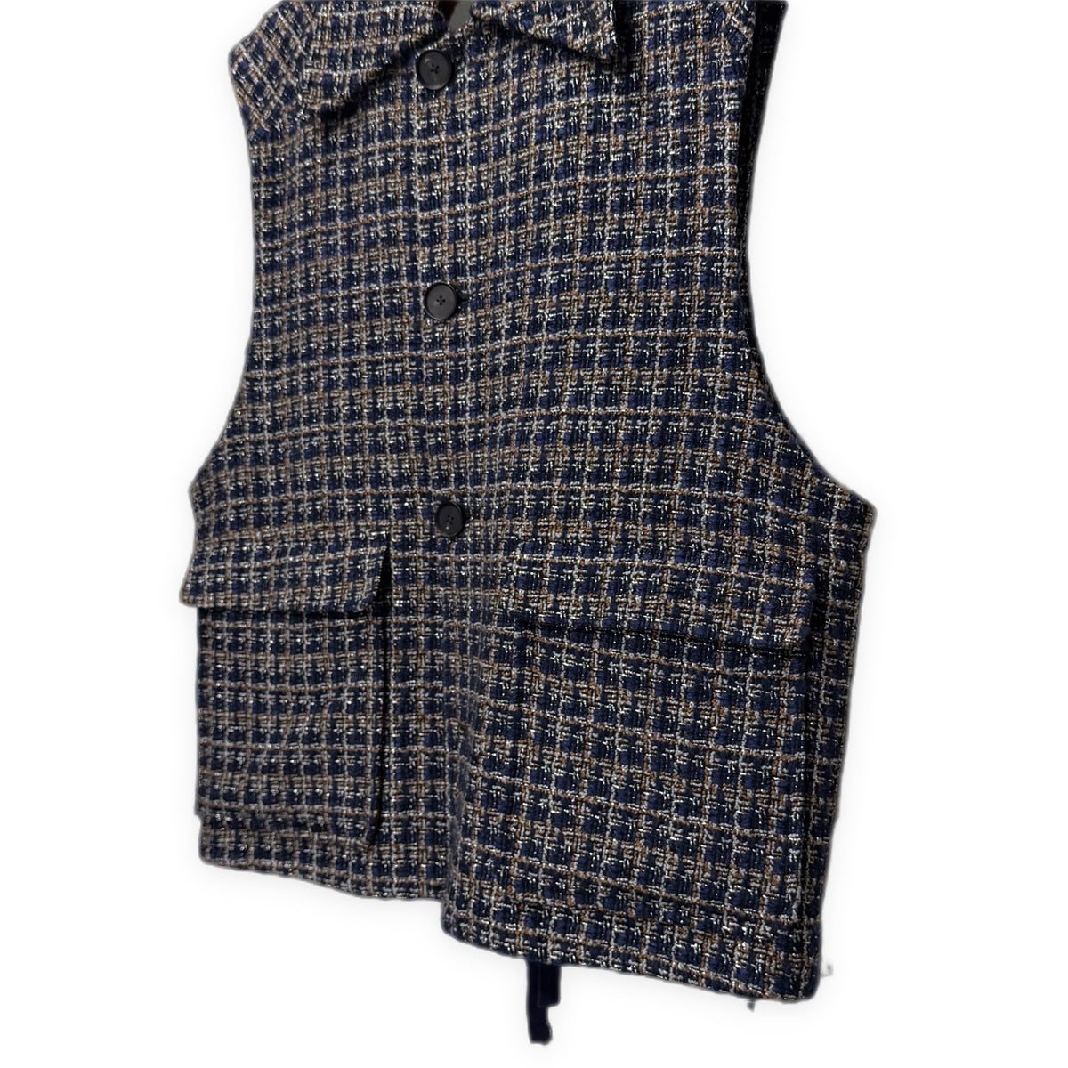 SUBLATIONS GLITTERY TWEED HELI-CREW VEST Blue