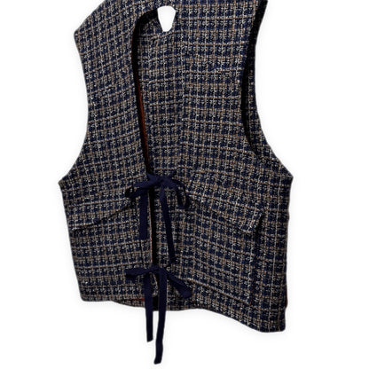 SUBLATIONS GLITTERY TWEED HELI-CREW VEST Blue