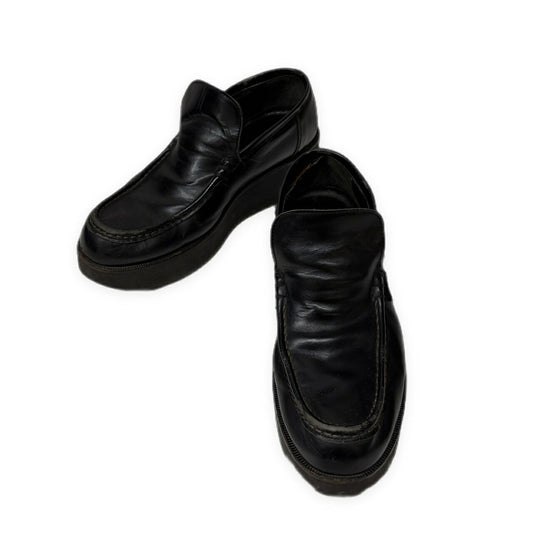 Y's Black Glass Leather Platform Boots Size 2