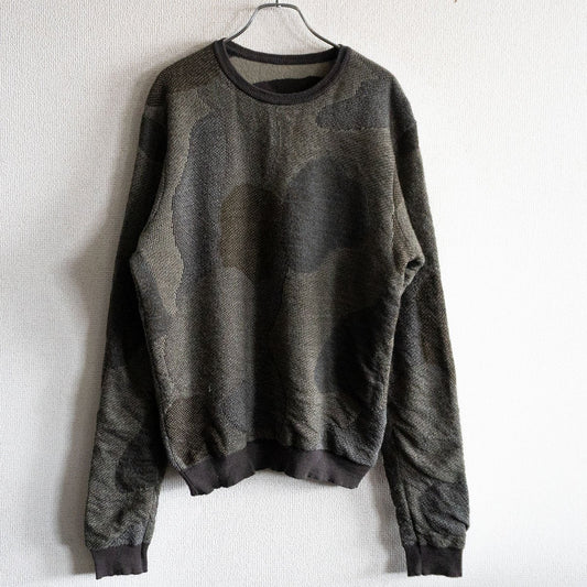 YOHJI YAMAMOTO POUR HOMME Inside-out Camouflage Knit Sweater Green Size 3