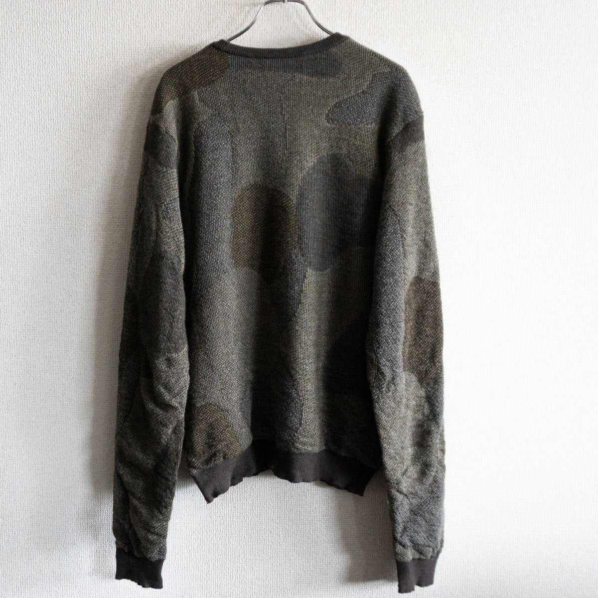 YOHJI YAMAMOTO POUR HOMME Inside-out Camouflage Knit Sweater Green Size 3