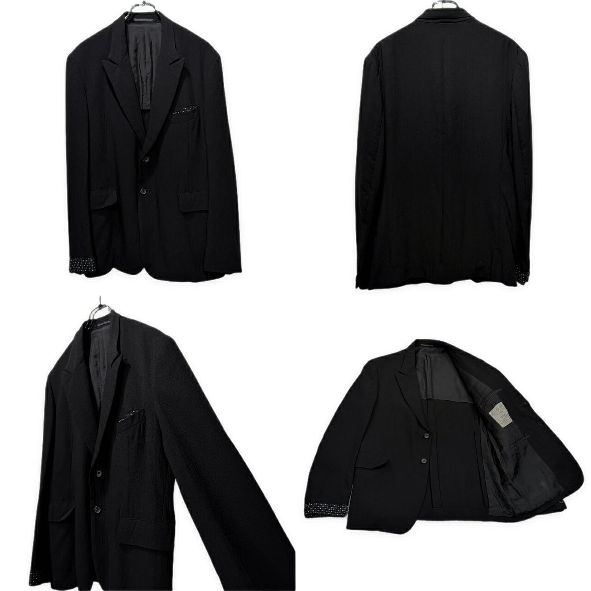 Yohji Yamamoto PH 95SS Wool Kogin Sashiko Suit Black Size S・M