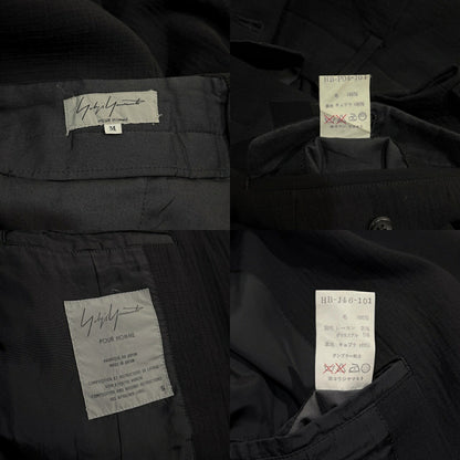 Yohji Yamamoto PH 95SS Wool Kogin Sashiko Suit Black Size S・M