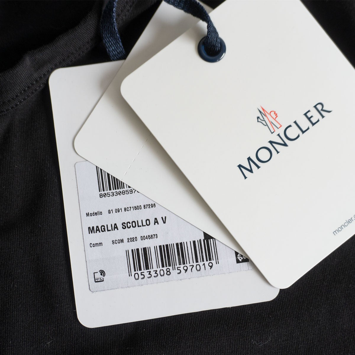 Moncler V-neck T-shirt Black Size M