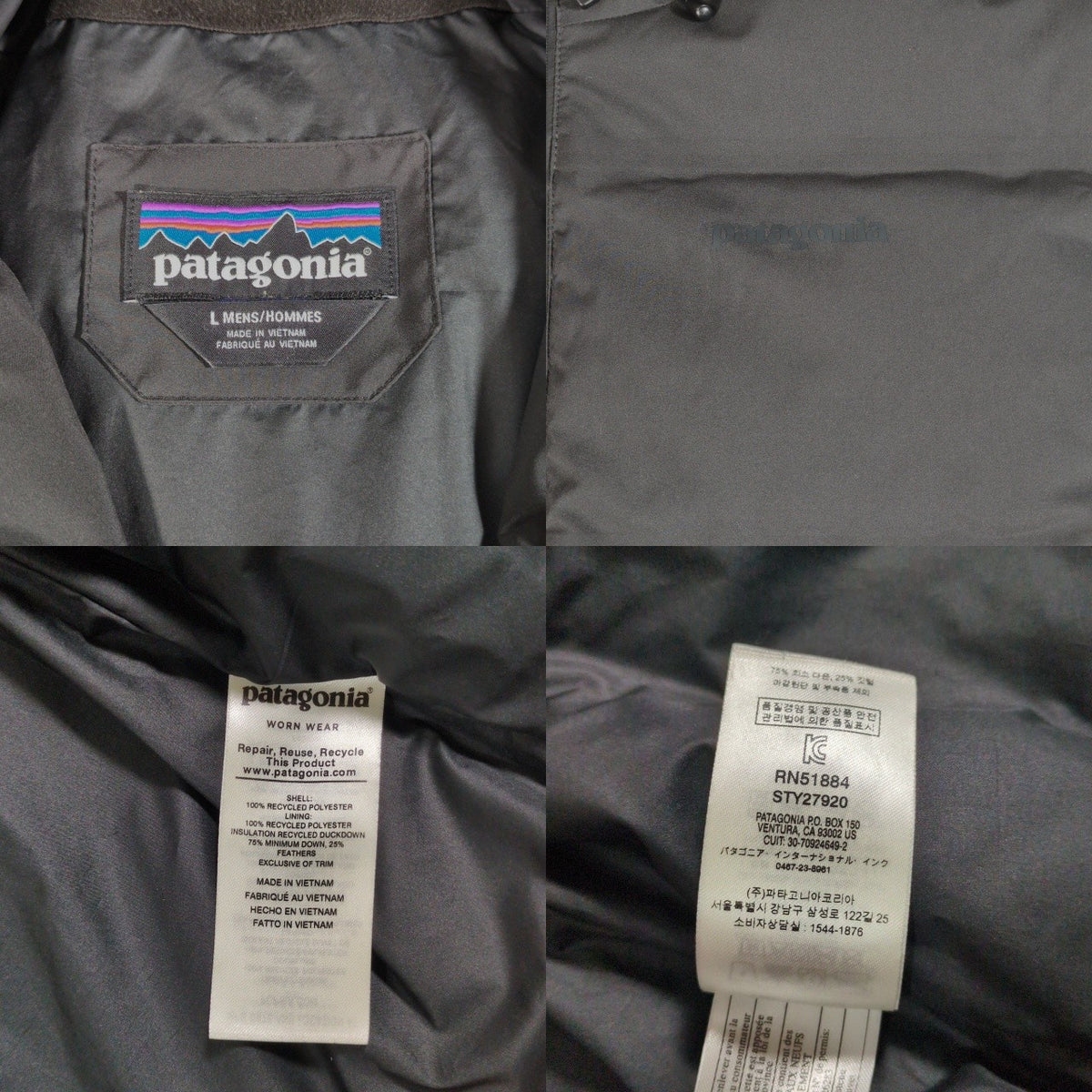 patagonia 19AW Jackson Glacier Down Jacket Black Size L
