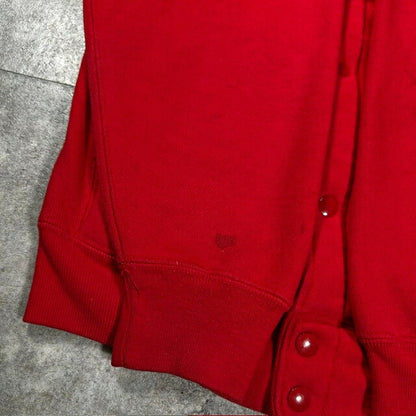 Champion 80s Reverse Weave Snap Sweat Cardigan Red Sweatshirt Size SMALL
