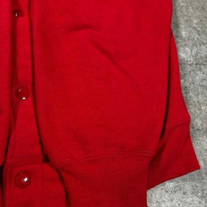 Champion 80s Reverse Weave Snap Sweat Cardigan Red Sweatshirt Size SMALL