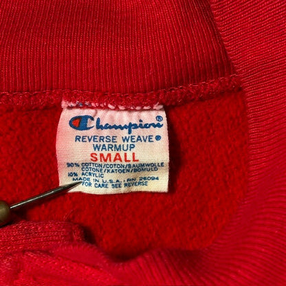 Champion 80s Reverse Weave Snap Sweat Cardigan Red Sweatshirt Size SMALL