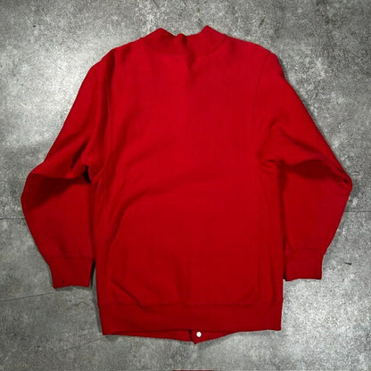 Champion 80s Reverse Weave Snap Sweat Cardigan Red Sweatshirt Size SMALL