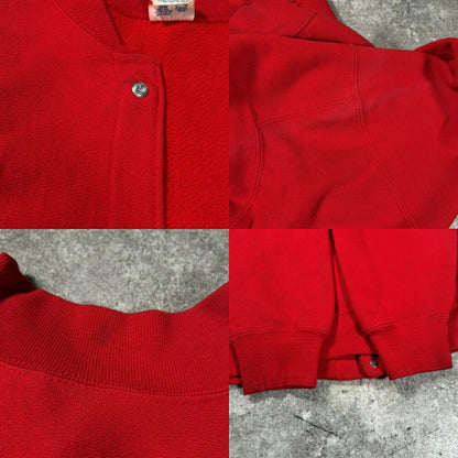 Champion 80s Reverse Weave Snap Sweat Cardigan Red Sweatshirt Size SMALL