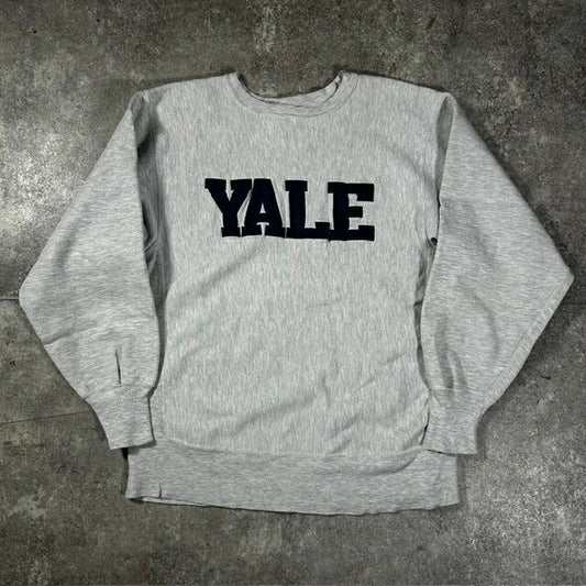 Champion 90s YALE Reverse Weave Sweatshirt Gray Size LARGE