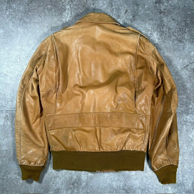 Schott 80s/90s A-2 Type Leather Flight Jacket Camel Size 34