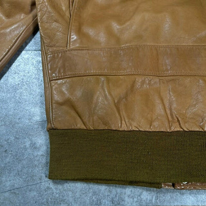 Schott 80s/90s A-2 Type Leather Flight Jacket Camel Size 34