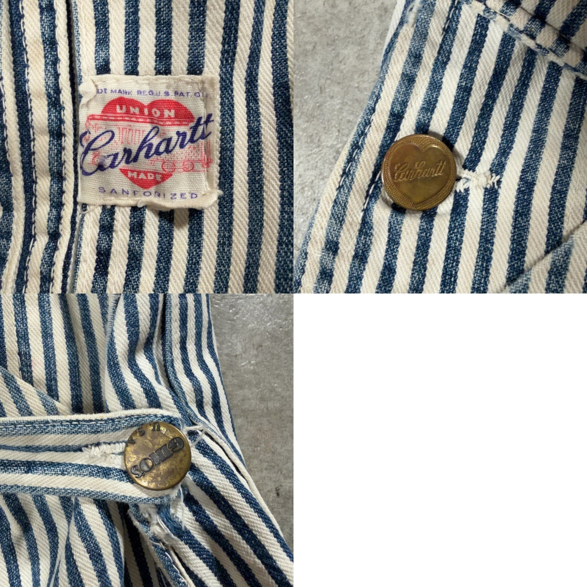 Carhartt 40s Vintage Hickory Double Knee Overalls Jeans