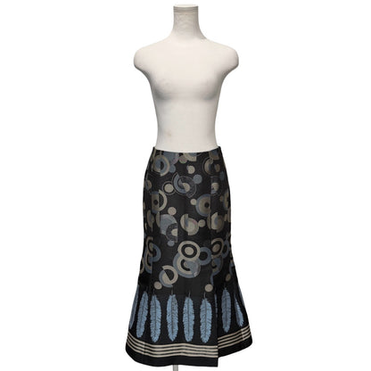 KEITA MARUYAMA Feather Embroidered Midi Skirt Black Size 1