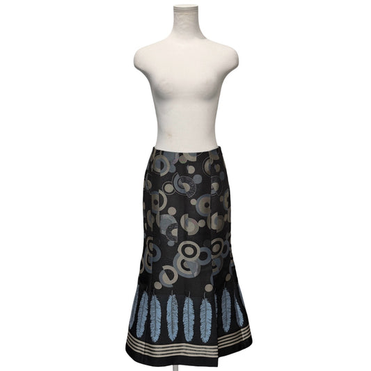 KEITA MARUYAMA Feather Embroidered Midi Skirt Black Size 1